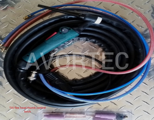TIG torch flex head thumb controlled,water / air cooled